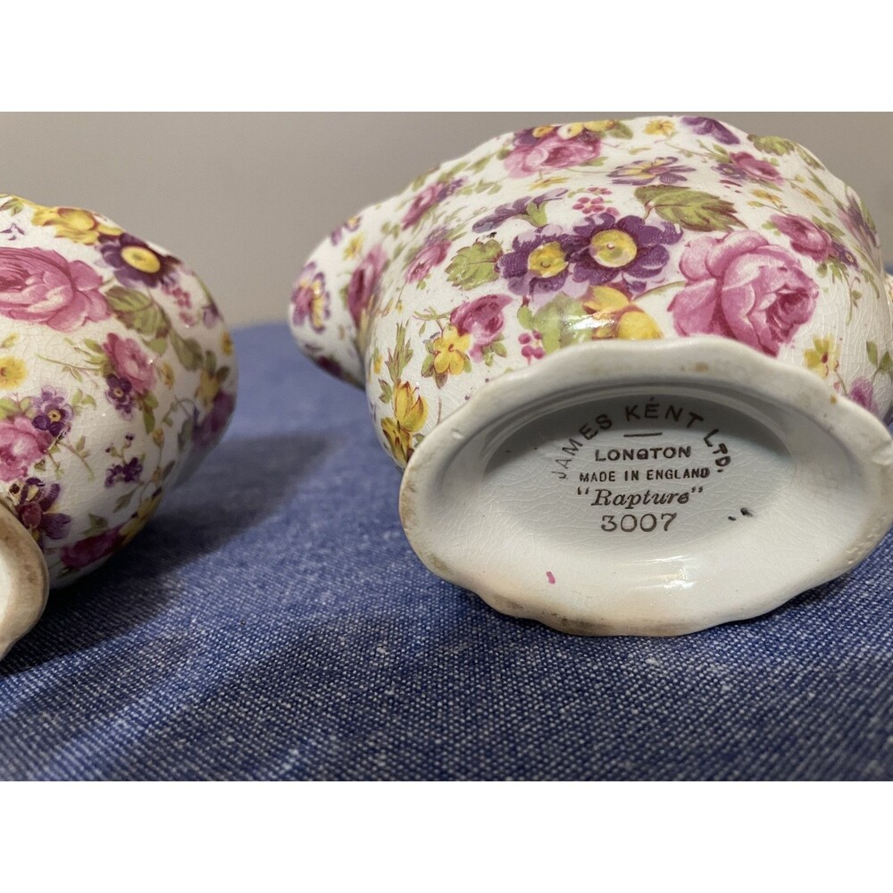 Vintage James Kent Ltd Longton Rapture Pattern #3007 Creamer And Sugar Bowl - Picture 11 of 11